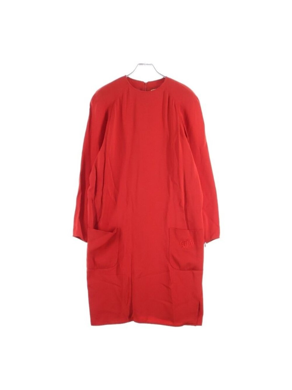 Dior Logo Embroidery Acetate Rayon Long Sleeve Dress 40